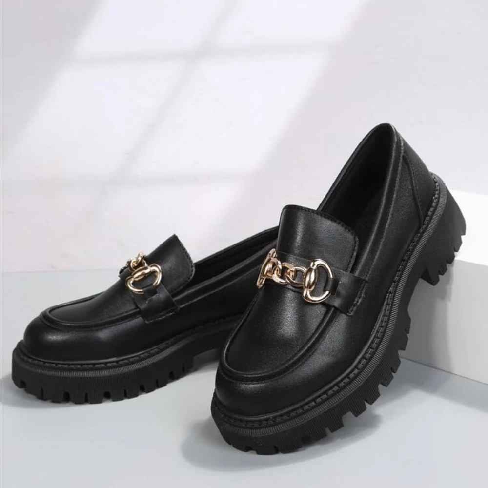Chain Decor Flatform Loafers